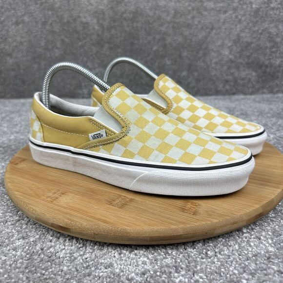 Vans Shoes - Vans Classic Slip On Checkerboard Sneakers Womens 8 Yellow Canvas Low Top Shoes